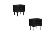 Oikiture 2x Bedside Tables Wood(Black)