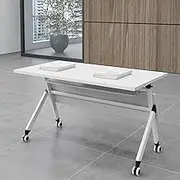 Folding Conference Table Long Folding Table with Wheels Modern Large Mobile Meeting Table Flip Top Mobile Portable Seminar Training Meeting Table Business TablesFor Office