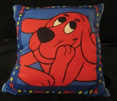 Handmade Dark Blue Clifford the Big Red Dog Pillow 16" x 16"