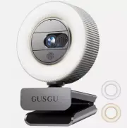GUSGU G910 2K Quad HD Webcam for PC, with Microphone & Light & Privacy Cover NEW