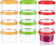 12PCS Plastic Round Food Containers with Screw on Lids 250ML, Stackable Food Storage Containers Jars Leakproof Mini Storage Boxes Freezer Food Pots Bowls, Airtight Dishwasher Safe