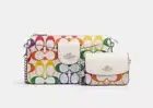 Coach Poppy Crossbody With Card Case In Rainbow Signature Canvas C4697 Chalk