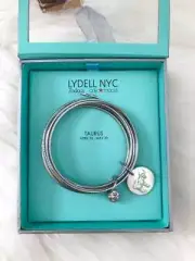 Lydell NYC Set Bangle Bracelet Silver Zodiacs Taurus April May Macy's Charm NIB