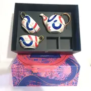 NEW T2 Tea For 2 Teapot & 2 Teacups Stonewear Unused In Gift Box Missing Tea