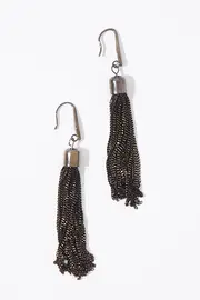 Painted Chain Tassel Hook Earrings--ADO-AED0507GUNM
