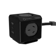 ALLOCACOC PowerCube 4 Outlet Extended USB Surge Protector with 2x USB-A & 1x