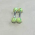 Set of 2 14G barbells for nipple rings tongue rings new neon green orange stripe