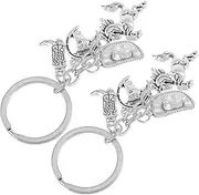 [CVUTOVO] 2pcs Western Themed Keychain Cowboy Hat Boots Key Holder Keyring Pendants for Bags and Car Keys Distinctive Wild West Style Accessories
