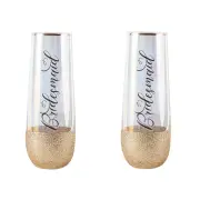 2PK Bridesmaid Stemless Champagne Party Drinking Flute Bar Cup/Glass 16cm/180ml