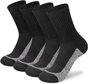 [cuangya] Crew Socks Women Calf Compression Hiking Running Socks Black 4-Pairs