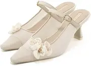 RANDA(ランダ) DD35116 Women's Mule Flower Corsage Mule Pumps