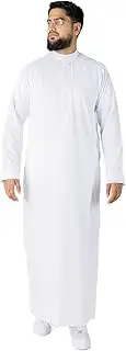 [alqamees] Thobe for Mens - Men Long Gown Kaftan White Thawb Jubba - 60-M