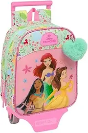 [safta] Princesas Disney Bloom Nursery Backpack with Trolley, Ideal for Children of Different Ages Comfortable and Versatile, Quality and Resilience, 22 x 10 x 27 cm, Water Green /, Water green/light
