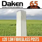 20 x 1.5m FIBREGLASS Fiberglass Temporary Posts STRIP GRAZE Electric Fencing