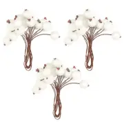 30 Pcs 12mm Artificial Berry Artificial Holly Berries with Wire Stems White
