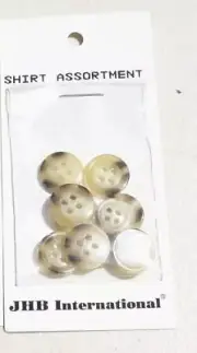 Set of 10 Buttons - Shirt assortment marbled brown, cream, white NEW