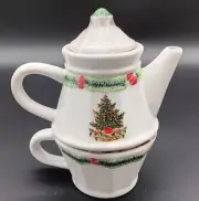 HTF~Vintage 2004~Pfaltzgraff Christmas Heritage Sculpted “Tea for One”...Sealed