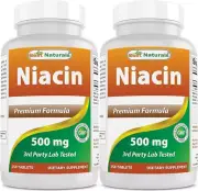 Best Naturals Niacin 500Mg 250 Tablets with Flushing - Also Called Vitamin B3...