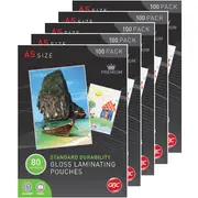 5 Pack GBC Laminating Pouch 80 Micron A5 Clear Pack 100