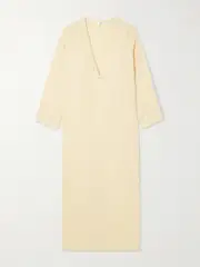 [Sara Cristina] Sara Cristina - Pearl-embellished Linen Kaftan - Cream - x small x small Cream