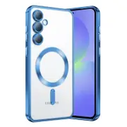 For Samsung Galaxy A16 5G MagSafe Magnetic Case with HaloLock Shockproof Protective Electroplating Clear Cover (Blue)