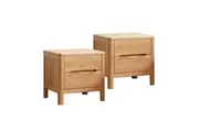 MIUZ 2x Bedside Table Bed Side Tables Drawers Side Tables Solid Timber American Oak Wood Nightstand