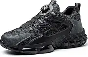 [MIEHUIAI] Work Shoes Men Women Safety Shoes Lightweight Sporty Steel Cap Shoes Non-Slip Air Cushion Breathable Protective Shoes Industrial Shoes, 678 Black, 9 US