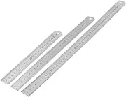 Alipis 3pcs Stainless Steel Ruler Double-Sided Metal Measuring Scale Precision Office School Rulers Easy to Store