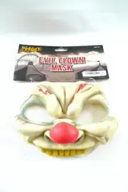 Halloween EVIL CLOWN MASK Half Mask Red Nose Fangs