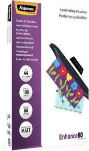 Fellowes A4 Laminating Pouches, Matt Finish, 100 Sheets, 160 Micron 2 x 80 Micr