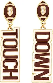 [Kysin Chiys] Football Crystal Dangle Earrings for Women Game Day TOUCHDOWN Drop Earrings Sports Lover Post Earrings Football Team Gifts for Women Jewelry