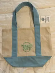 NWT LIMITED RELEASE Trader Joe's Pastel Blue Mini Canvas Tote Bag