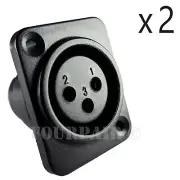 2 Pack Lot XLR 3-Pin Female Panel Mount Chassis Microphone Jack Audio Connector