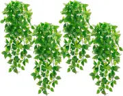 4 Pack Artificial Hanging Plants Fake Ivy Vine for Wall Home Porch,Green