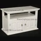TV Cabinet, Small TV Stand, White, Solid Timber, W97xD47xH60 Entertainment Unit