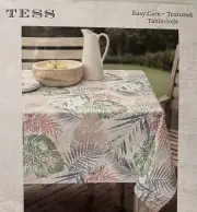 Benson Mills Textured Fabric Tablecloth 60” x 120” Oblong Green Pink Leaves Leaf