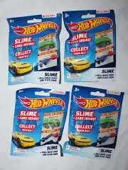 4 Hot Wheels Slime & Car Surprise Bags Pull-Back or Flick Cars New