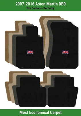 Lloyd Velourtex Front & Rear Mats for '07-16 Aston Martin DB9 w/British Flag (for: Aston Martin)
