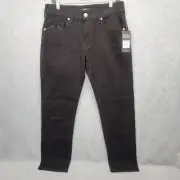 True Religion Jeans Mens 32x30 Geno Relaxed Slim Black Stretch Gold Horseshoe