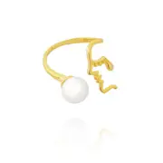 Culturesse Face It Sterling Silver Marjorie Pearl 2.5cm Ring 18k Gold Plating