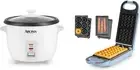 Rice & Grain Cooker and Waffle Maker Bundle - Cook Rice, Grains, Soup, Make Pani