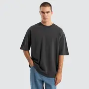 [Nena and Pasadena Supply] Estevan Oversized Loopback Tee Pigment Asphalt