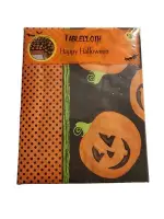 NEW ~ Halloween Vinyl Pumpkin Tablecloth with backing 52 x 70 ~ Orange & Black