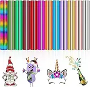 VINYL FROG Metallic Foil Heat Transfer Vinyl Bundle 12 Sheets 12"x10" HTV Chrome Iron on Vinyl Pack for T-Shirts, 12 Assorted Colors Heat Press Vinyl for DIY Fabric Designs