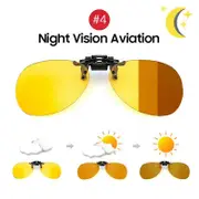 VIVIBEE Polarized Square Flip Up Clip on Sunglasses Men Photochromic Polarised Women Sun Glasses for Night Driving Lens 4 Night Vision without case