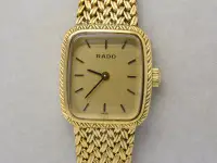 在飛比找Yahoo!奇摩拍賣優惠-《寶萊精品》RADO 雷達金黃方型手動女子錶