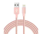 WIWU 1Pack iPhone Cable Phone Charger Nylon Braided Cable USB Cord -Pink - 3M