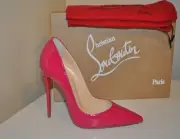 NIB Christian Louboutin So Kate Pointy Toe 120 Pump Shoe ROSA PINK Patent EUR 37