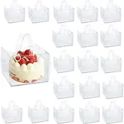 20 Pack Clear Cake Boxes with Handles - Suitable for Cakes, Pastries, Cookies, Cupcakes | Elegant Transparent Packaging for Gifting & Events