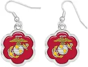 U.S. Marines Hazel Silver Earrings Jewelry Gift USMC, Silver, No Gemstone
